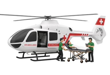 Illustration of a medical helicopter with crew.