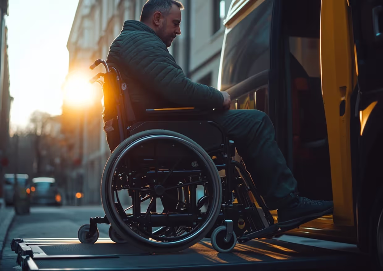 多种 NEMT 车辆类型，包括无障碍轮椅车和担架厢式车