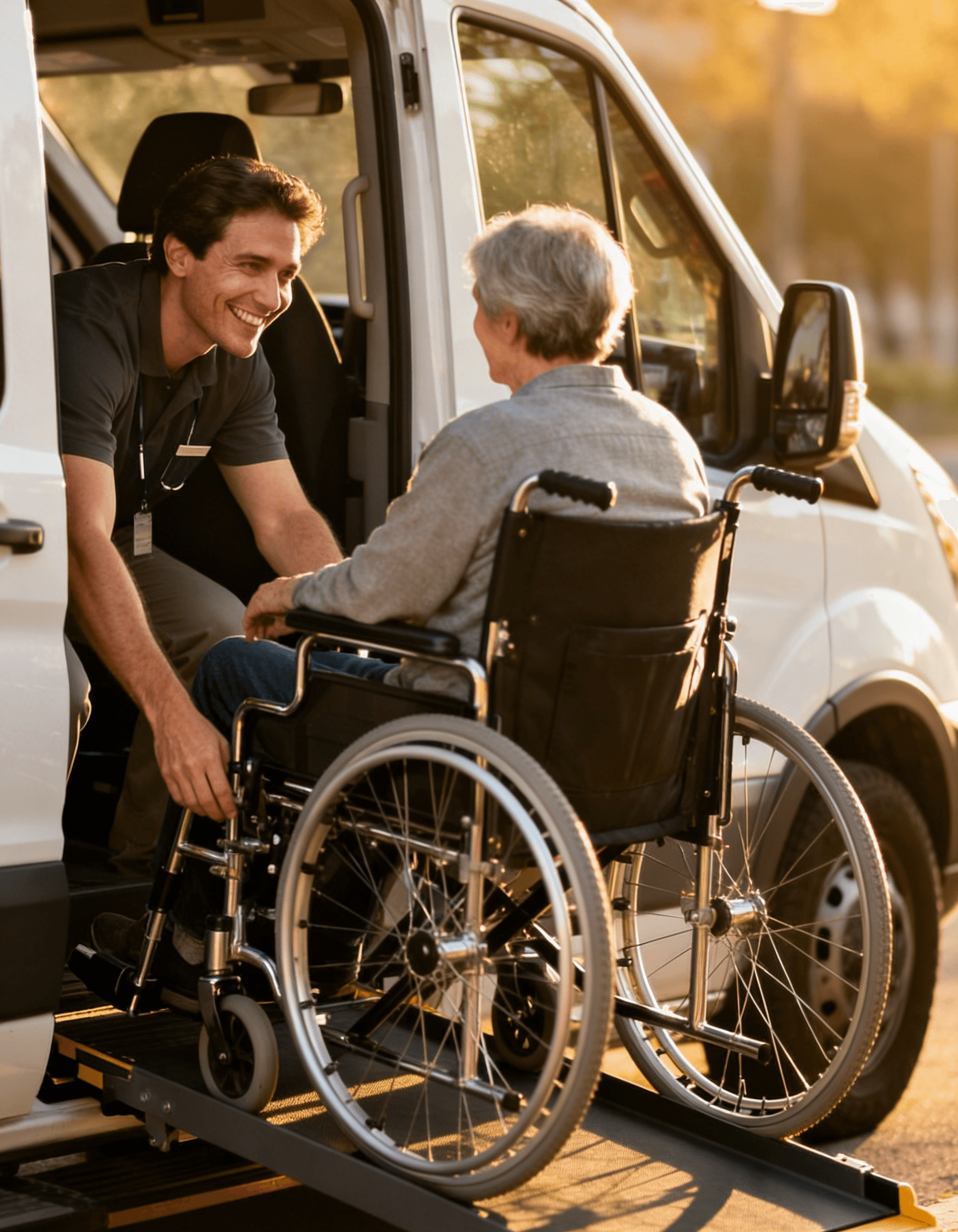 MediDrive driver assisting a member who uses a wheelchair