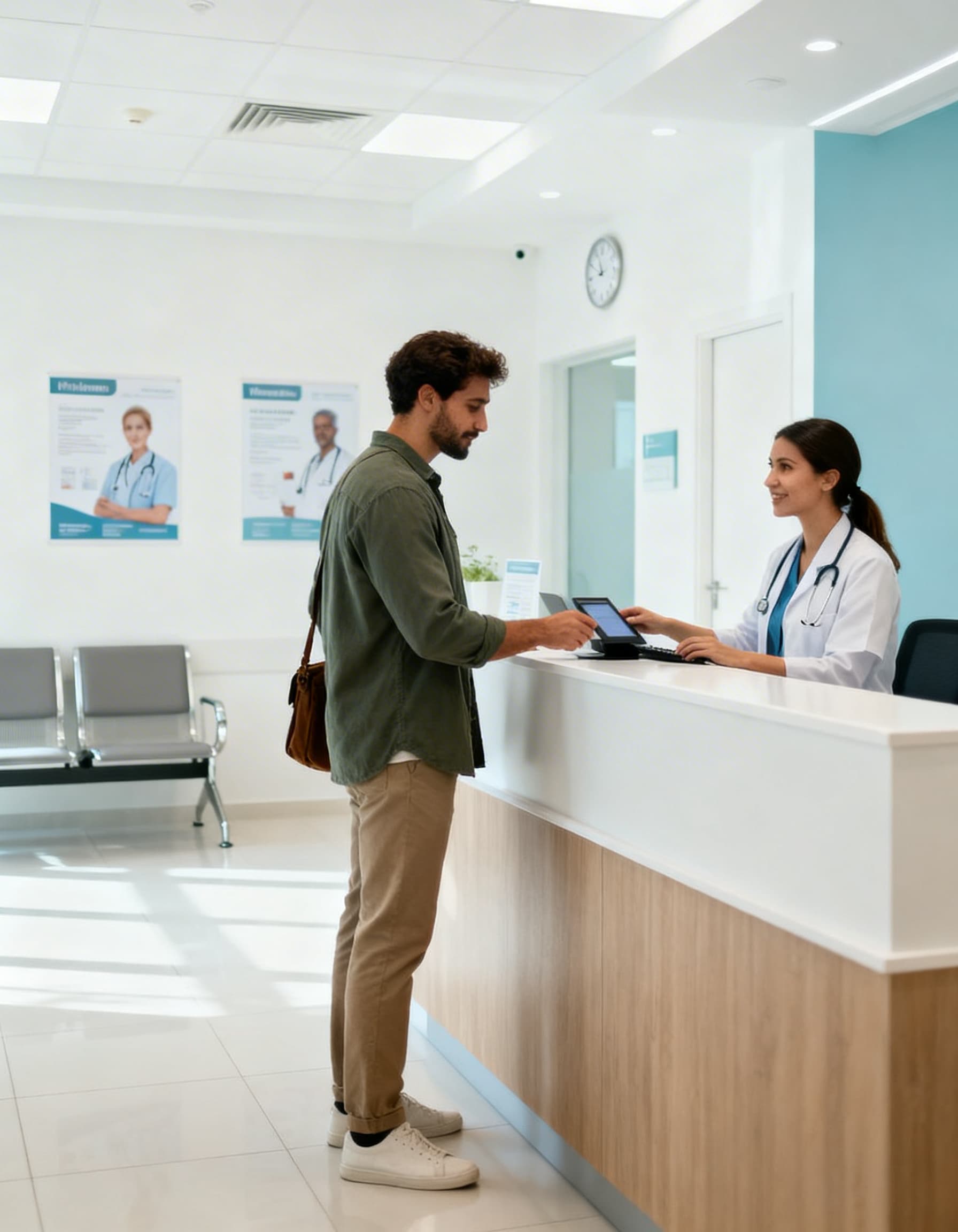 Medical receptionist scheduling a patient