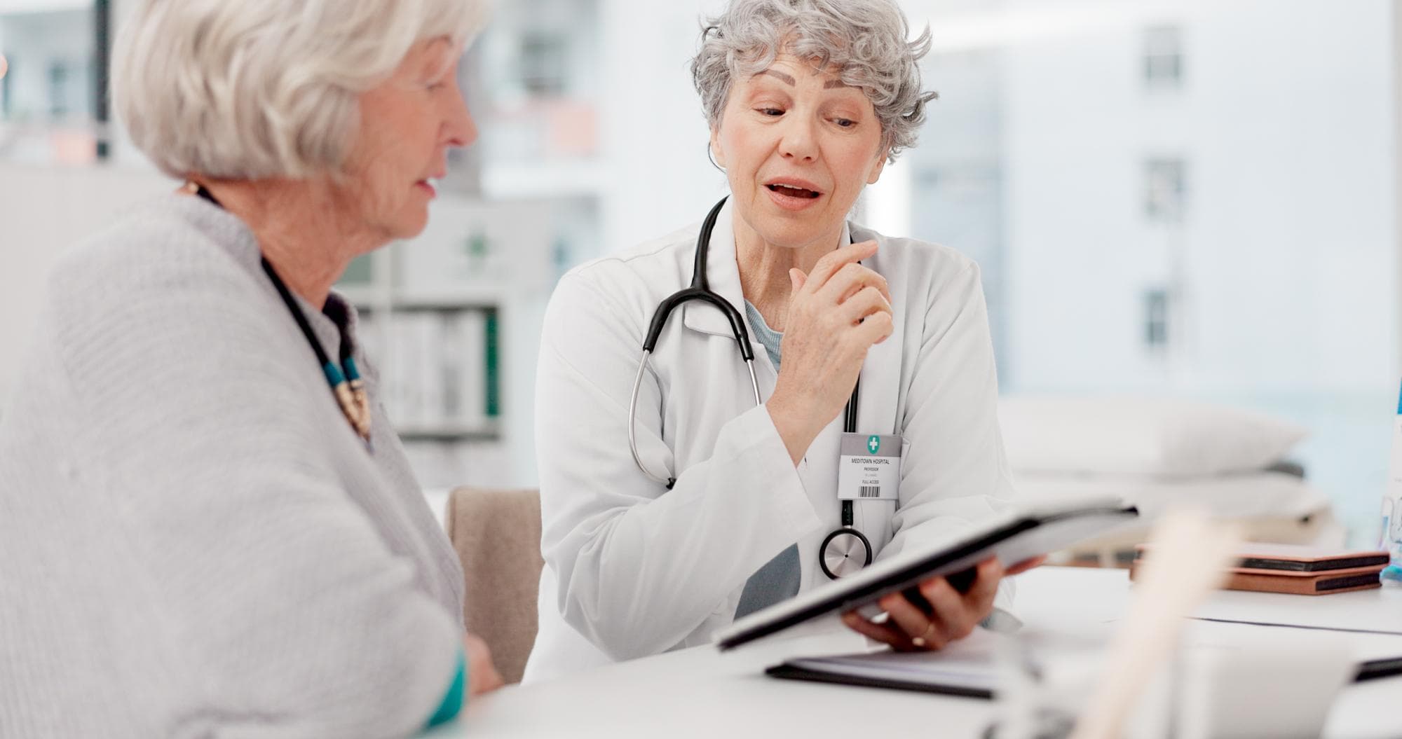 Doctor reviewing patient information